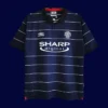 front view of Manchester United away retro soccer jersey (99/00) in classic away colors.