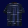 back view of away retro soccer jersey (99/00) showing stitched back and number area.
