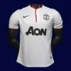 front view of Manchester United away white player-fit retro jersey (13/14) with slim athletic cut.