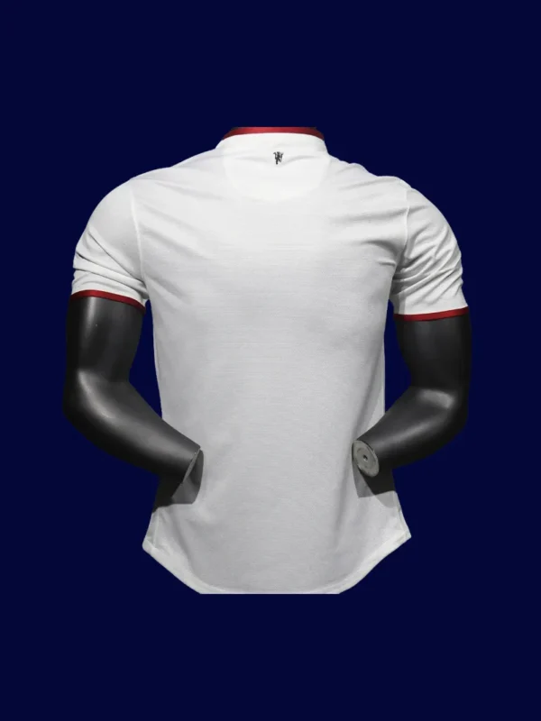 back view of away white player-fit retro jersey (13/14) showing reinforced number area.