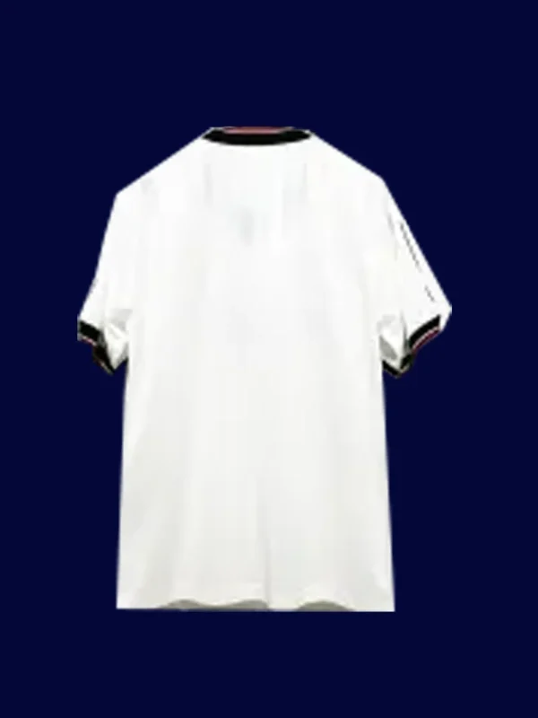 back view of away white retro jersey (82/83) showing number-ready back panel.