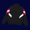 back view of black windbreaker (24/25) showing smooth back panel and ventilation seams.