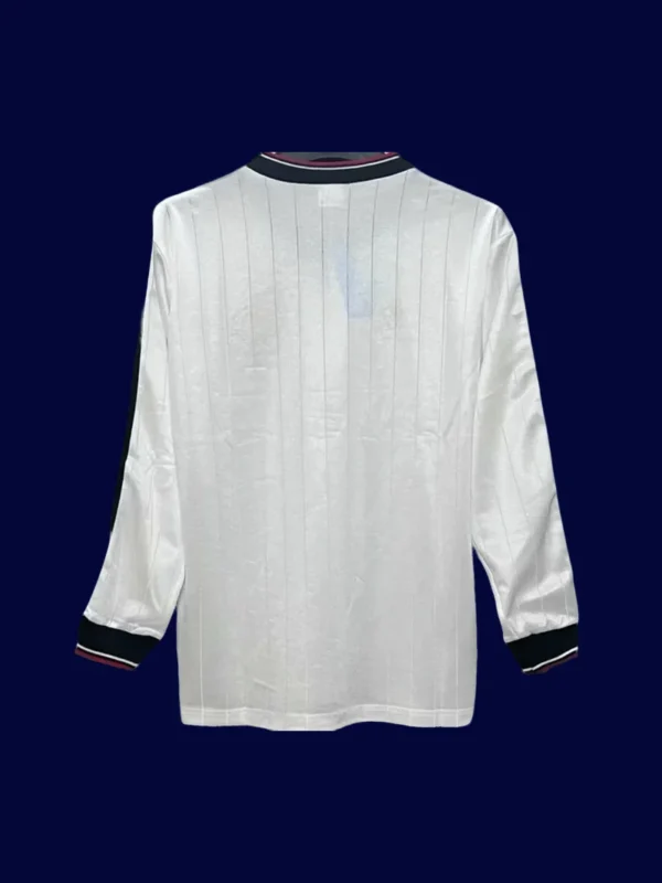 back view of long sleeve FA Cup Final retro jersey (1983) showing number-ready back panel.