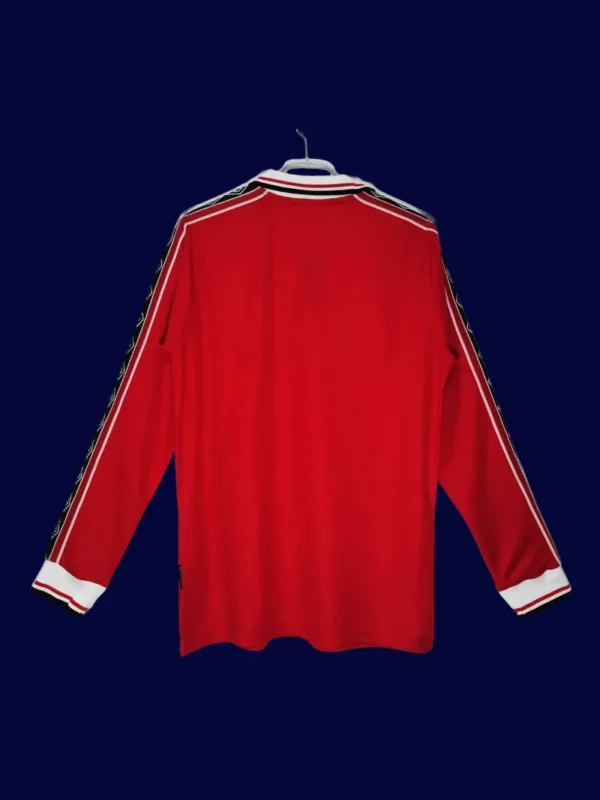 back view of home long sleeve retro jersey (98/99) showing number-ready back panel.
