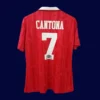 back view of home red retro jersey (92/94) showing reinforced back panel for numbers.