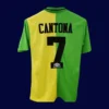 back view of retro Manchester United jersey (92/94) showing stitched back and number area.