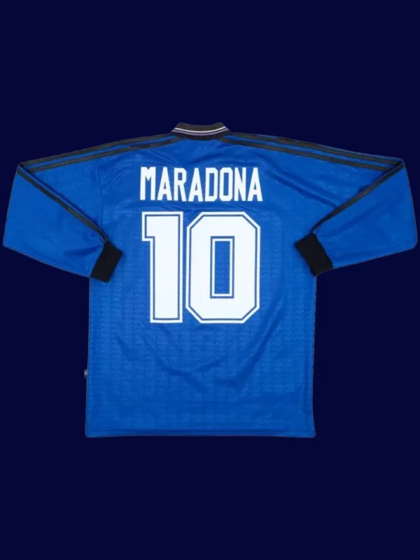Maradona Argentina away long sleeve retro shirt back 94/97 with #10, high-quality breathable design.