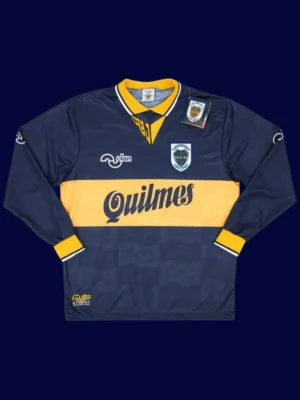 Maradona Boca home long sleeve retro shirt front 95/96, high-quality breathable fan gear.