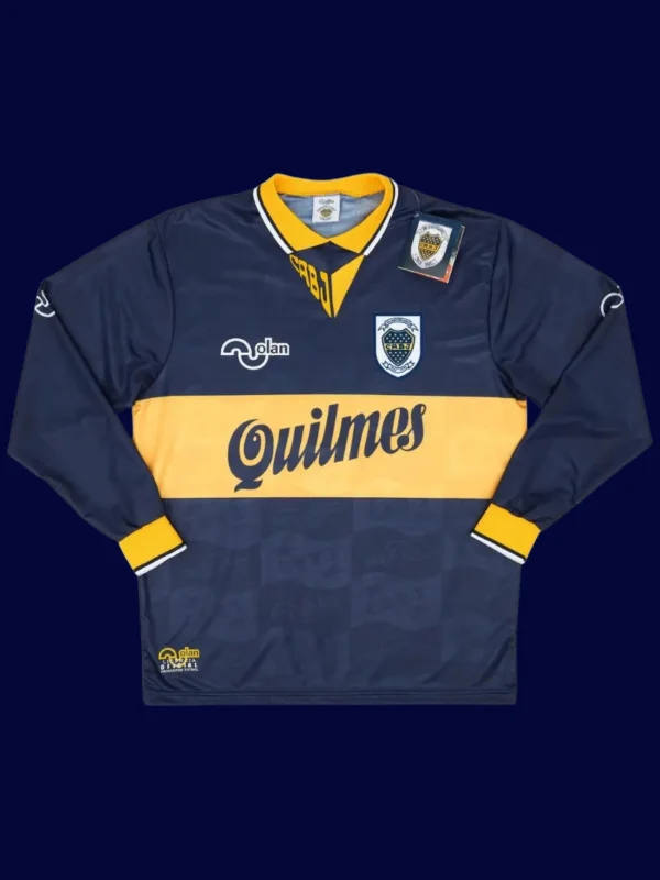 Maradona Boca home long sleeve retro shirt front 95/96, high-quality breathable fan gear.