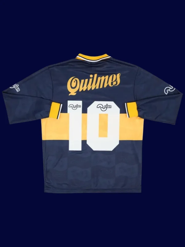 Maradona Boca home long sleeve retro shirt back 95/96 with #10, high-quality breathable design.