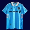 Marseille away classic retro jersey 1998/99 front white blue away design