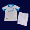 Marseille Home Kids kits 25/26 front lightweight breathable junior football shirt