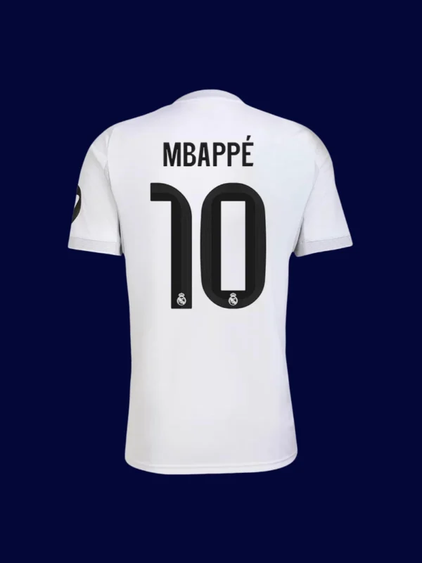 Mbappé Real Madrid home jersey back 25/26 with #10, high-quality breathable design.