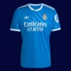 Mbappé Real Madrid third blue jersey front 25/26, high-quality breathable fan gear.