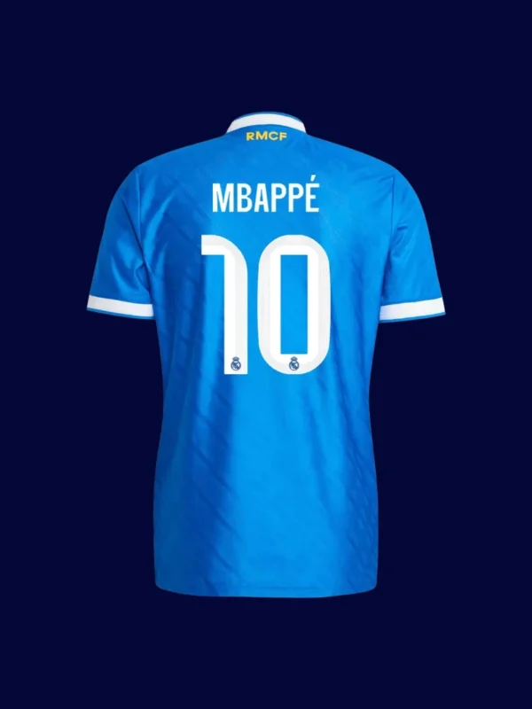 Mbappé Real Madrid third player jersey back 25/26 with #10, high-quality breathable design.