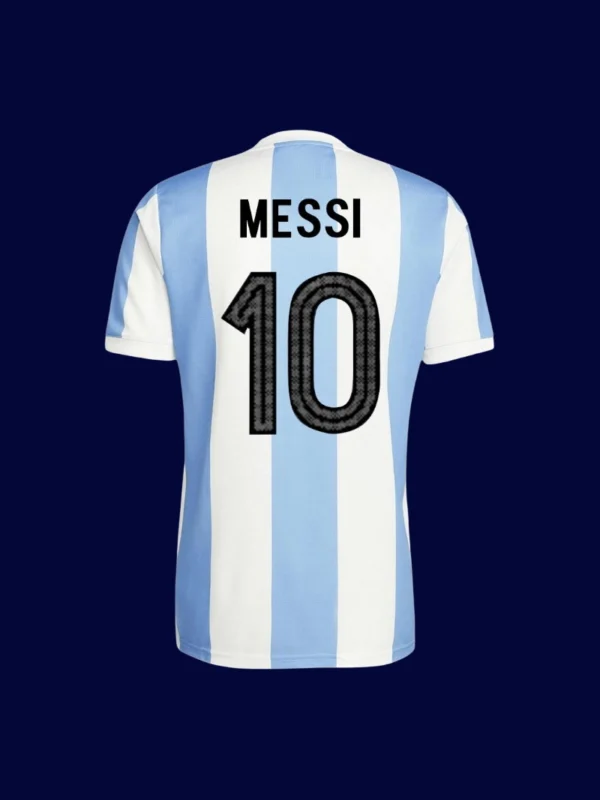 Messi Argentina 50 Years jersey back with #10, lightweight breathable design, collectible.
