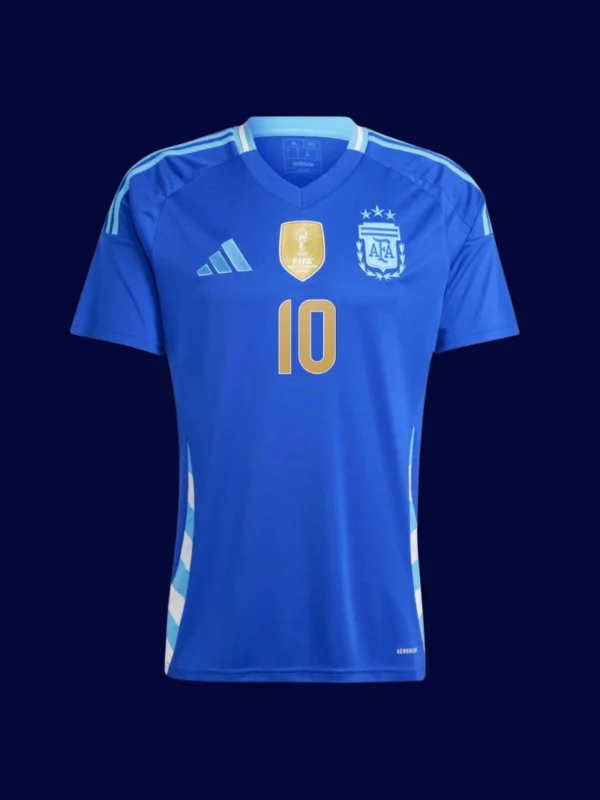 Messi Argentina away jersey front 24/25, high-quality breathable fan shirt.