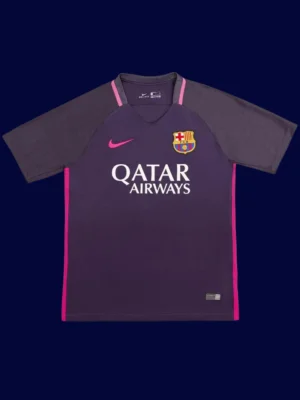 Messi Barcelona away purple retro jersey front 16/17, high-quality breathable fan classic.