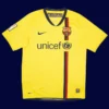 Messi Barcelona away yellow retro jersey front 08/09, high-quality breathable fan classic.