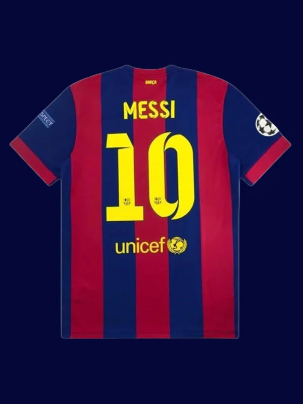 Messi Barcelona home retro jersey back 14/15 with #10, high-quality breathable design.