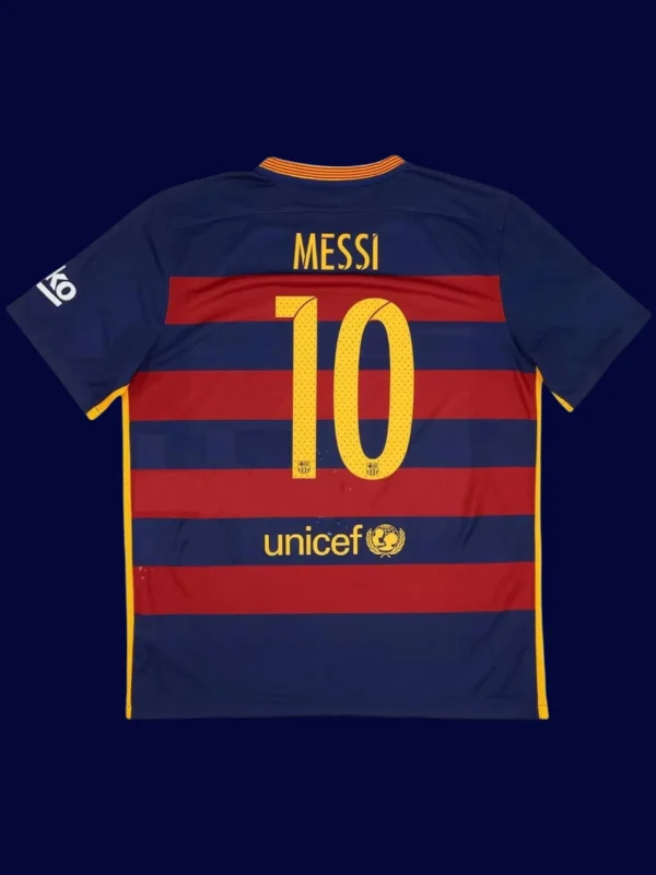 Messi Barcelona home retro jersey back 15/16 with #10, breathable high-quality design.