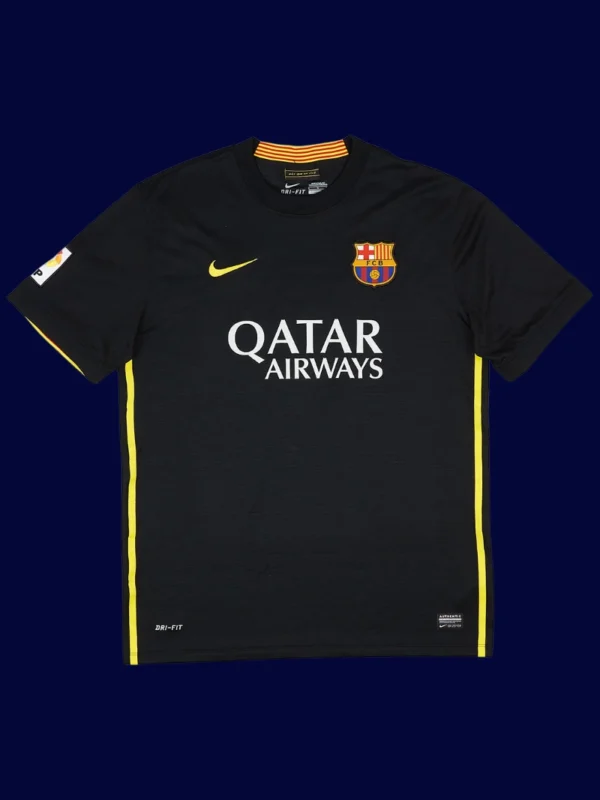 Messi Barcelona third black retro jersey front 13/14, high-quality breathable fan classic.