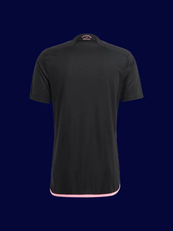 Messi Inter Miami away black jersey back view with #10, high-quality breathable design for collectors.