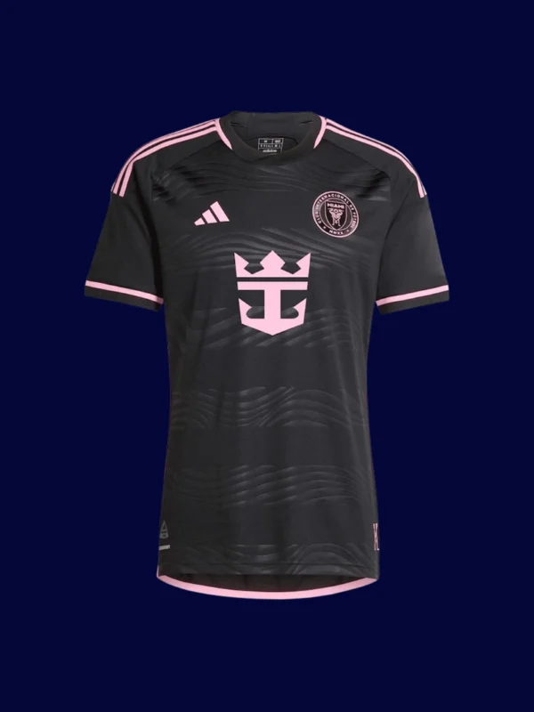 Messi Inter Miami away black player jersey front 23/24, high-quality breathable fan gear.