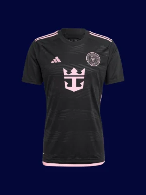 Messi Inter Miami away black jersey front 24/25, high-quality breathable fan gear.
