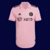 Messi Inter Miami pink player jersey front, high-quality breathable fan gear with #10.