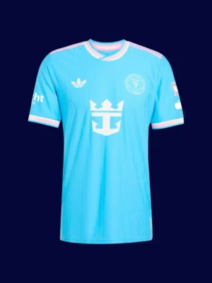Messi Inter Miami third blue player jersey front 2025, high-quality breathable fan shirt.