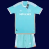 Messi Inter Miami third blue kids kit front 2025, high-quality breathable youth fan gear.