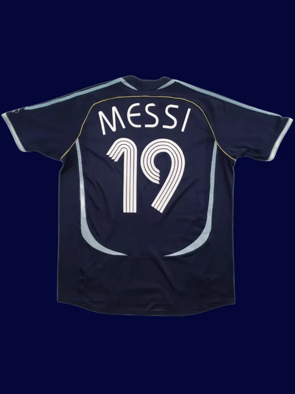 Messi Argentina away retro jersey back WC 2006 with #19, breathable high-quality design.