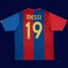 Messi Barcelona home retro jersey back 06/07 with #19, breathable high-quality design.