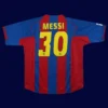 Messi Barcelona home retro jersey back 04/05 with #30, breathable high-quality design.