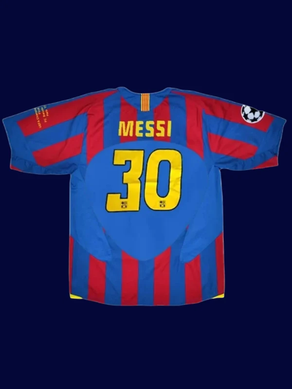 Messi Barcelona UCL final home retro jersey back 05/06 with #30, breathable high-quality design.