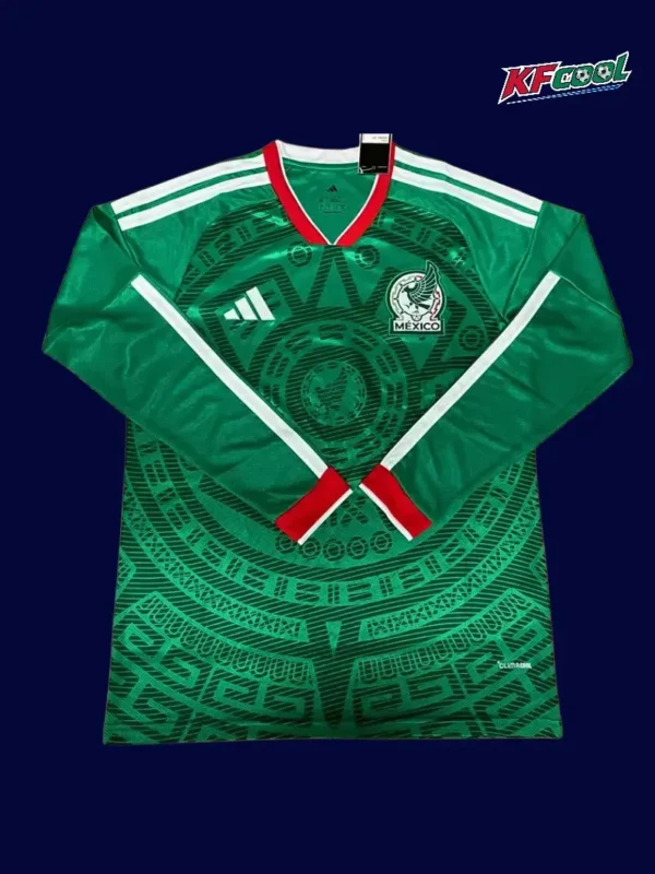 Mexico home green LS jersey 26/27 fans front — breathable, long sleeve