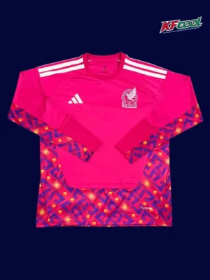 Mexico pink red goalkeeper LS jersey 26/27 fans front, long sleeve, padded design