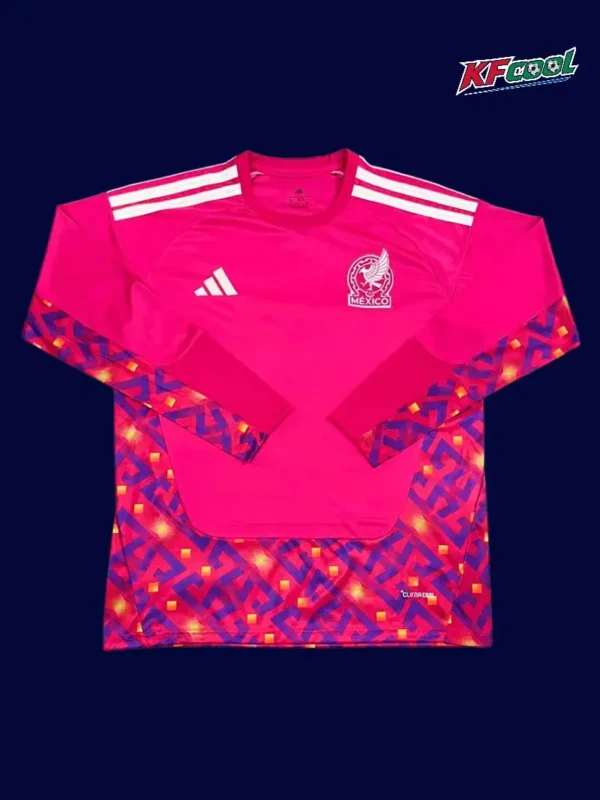 Mexico pink red goalkeeper LS jersey 26/27 fans front, long sleeve, padded design