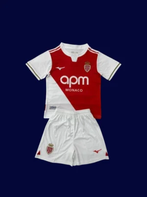 Monaco Home Kids kits 25/26 front lightweight breathable junior football shirt