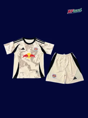 New York Red Bull away kids kits 25/26 front white red blue design
