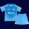 Newcastle United Blue GK Kids kits 25/26 front breathable junior goalkeeper kit