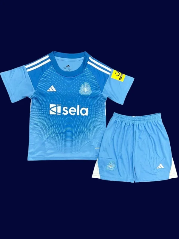 Newcastle United Blue GK Kids kits 25/26 front breathable junior goalkeeper kit