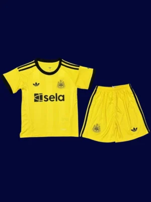 Newcastle United Yellow GK Kids kits 25/26 front breathable junior goalkeeper kit