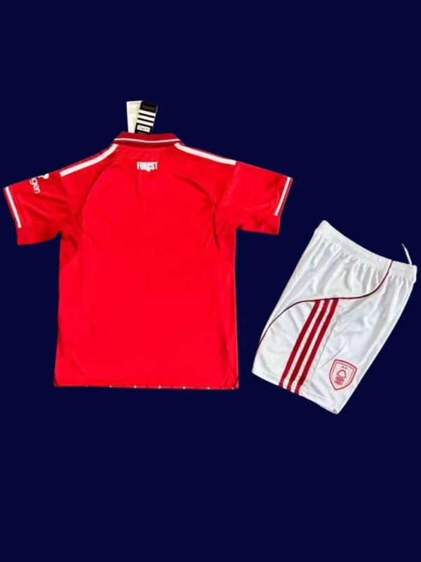 Nottingham Forest Red Home Kids kits 2526B - KFCool – Football Jerseys & Soccer Kits Store Nottingham Forest Red Home Kids Kits 25/26 back with printed number area.