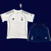 Nottingham Forest White Away Kids Kits 25/26 front with away white design and mini crest.