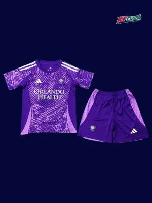 Orlando home kids kits 25/26 front purple white stripes