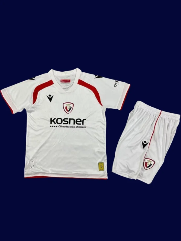 Osasuna Third Kids Kits 25/26 front with third kit design adapted for kids.