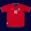 Owen England away red retro shirt front 02/04, high-quality breathable fan gear.
