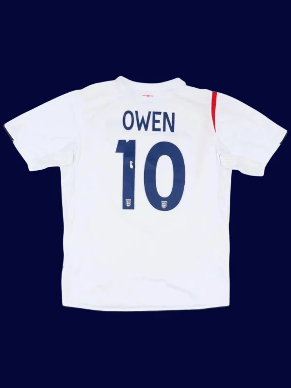 Owen England home white retro shirt back 05/07 with #10, high-quality breathable design.